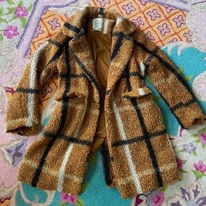 Cozy Brown Plaid Womens Coat